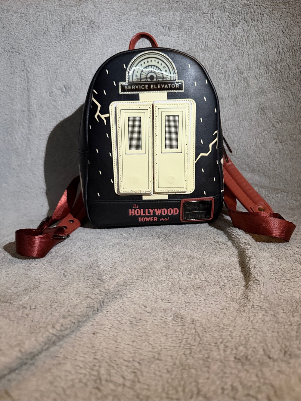 Loungefly Black, Cream & Red Hollywood Tower Mini Backpack